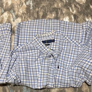 Ralph Lauren Men's Blue and White Checkered Shirt